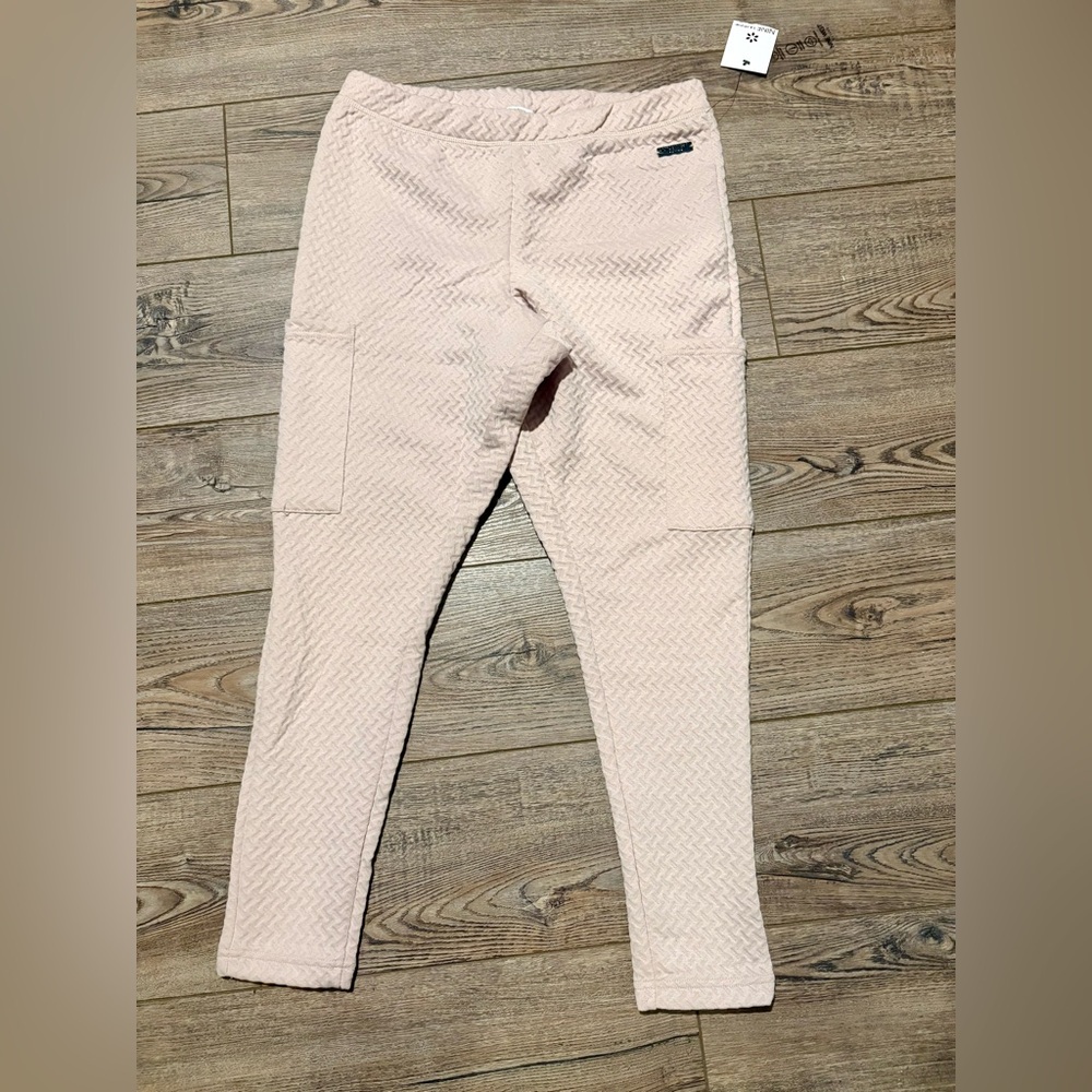 Nwt large moisture wick beige textured waffle type leggings pants